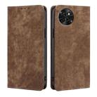 For Itel S23 4G RFID Anti-theft Brush Magnetic Leather Phone Case(Brown) - 1