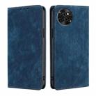 For Itel S23 4G RFID Anti-theft Brush Magnetic Leather Phone Case(Blue) - 1