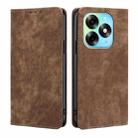 For Itel S23 Plus 4G RFID Anti-theft Brush Magnetic Leather Phone Case(Brown) - 1