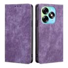 For Itel S23 Plus 4G RFID Anti-theft Brush Magnetic Leather Phone Case(Purple) - 1