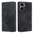 For Itel P55+ 4G RFID Anti-theft Brush Magnetic Leather Phone Case(Black) - 1