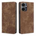 For Itel P55+ 4G RFID Anti-theft Brush Magnetic Leather Phone Case(Brown) - 1