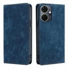 For Itel P55+ 4G RFID Anti-theft Brush Magnetic Leather Phone Case(Blue) - 1