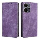 For Itel P55+ 4G RFID Anti-theft Brush Magnetic Leather Phone Case(Purple) - 1
