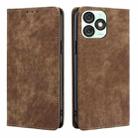 For Itel A50 4G RFID Anti-theft Brush Magnetic Leather Phone Case(Brown) - 1