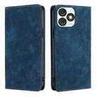 For Itel A50 4G RFID Anti-theft Brush Magnetic Leather Phone Case(Blue) - 1