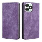 For Itel A50 4G RFID Anti-theft Brush Magnetic Leather Phone Case(Purple) - 1