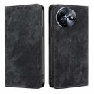 For Itel S24 4G RFID Anti-theft Brush Magnetic Leather Phone Case(Black) - 1