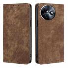 For Itel S24 4G RFID Anti-theft Brush Magnetic Leather Phone Case(Brown) - 1