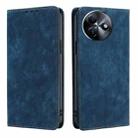 For Itel S24 4G RFID Anti-theft Brush Magnetic Leather Phone Case(Blue) - 1