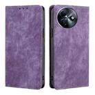 For Itel S24 4G RFID Anti-theft Brush Magnetic Leather Phone Case(Purple) - 1