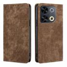 For Itel P65 RFID Anti-theft Brush Magnetic Leather Phone Case(Brown) - 1