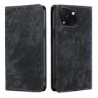 For Itel A50C 4G RFID Anti-theft Brush Magnetic Leather Phone Case(Black) - 1