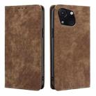 For Itel A50C 4G RFID Anti-theft Brush Magnetic Leather Phone Case(Brown) - 1