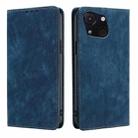 For Itel A50C 4G RFID Anti-theft Brush Magnetic Leather Phone Case(Blue) - 1