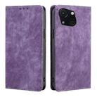 For Itel A50C 4G RFID Anti-theft Brush Magnetic Leather Phone Case(Purple) - 1