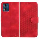 For Motorola Moto E13 YX0060 Elephant Head Embossed Phone Leather Case with Lanyard(Red) - 1