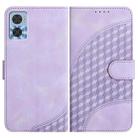 For Motorola Moto E22 YX0060 Elephant Head Embossed Phone Leather Case with Lanyard(Light Purple) - 1