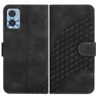 For Motorola Moto E22 Elephant Head Embossed Phone Leather Case with Lanyard(Black) - 1