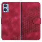 For Motorola Moto E22 YX0060 Elephant Head Embossed Phone Leather Case with Lanyard(Rose Red) - 1