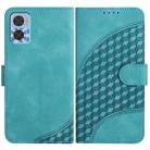 For Motorola Moto E22 YX0060 Elephant Head Embossed Phone Leather Case with Lanyard(Light Blue) - 1