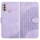 For Motorola Moto E40/E30 YX0060 Elephant Head Embossed Phone Leather Case with Lanyard(Light Purple) - 1