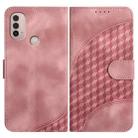 For Motorola Moto E40/E30 YX0060 Elephant Head Embossed Phone Leather Case with Lanyard(Pink) - 1