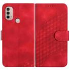 For Motorola Moto E40/E30 YX0060 Elephant Head Embossed Phone Leather Case with Lanyard(Red) - 1