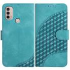 For Motorola Moto E40/E30 YX0060 Elephant Head Embossed Phone Leather Case with Lanyard(Light Blue) - 1