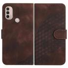 For Motorola Moto E40/E30 YX0060 Elephant Head Embossed Phone Leather Case with Lanyard(Coffee) - 1