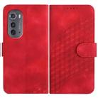 For Motorola Edge 2022 YX0060 Elephant Head Embossed Phone Leather Case with Lanyard(Red) - 1