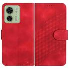 For Motorola Edge 40 YX0060 Elephant Head Embossed Phone Leather Case with Lanyard(Red) - 1