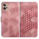 For Motorola Moto G32 YX0060 Elephant Head Embossed Phone Leather Case with Lanyard(Pink) - 1