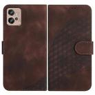 For Motorola Moto G32 YX0060 Elephant Head Embossed Phone Leather Case with Lanyard(Coffee) - 1