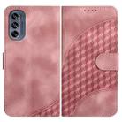 For Motorola Moto G62 5G YX0060 Elephant Head Embossed Phone Leather Case with Lanyard(Pink) - 1