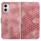 For Motorola Moto G73 YX0060 Elephant Head Embossed Phone Leather Case with Lanyard(Pink) - 1