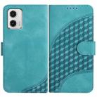 For Motorola Moto G73 YX0060 Elephant Head Embossed Phone Leather Case with Lanyard(Light Blue) - 1