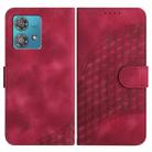 For Motorola Edge 40 Neo 5G YX0060 Elephant Head Embossed Phone Leather Case with Lanyard(Rose Red) - 1
