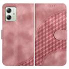 For Motorola Moto G54 Global YX0060 Elephant Head Embossed Phone Leather Case with Lanyard(Pink) - 1