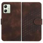 For Motorola Moto G54 Global YX0060 Elephant Head Embossed Phone Leather Case with Lanyard(Coffee) - 1