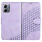 For Motorola Moto G14 YX0060 Elephant Head Embossed Phone Leather Case with Lanyard(Light Purple) - 1