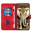 For Motorola Moto G Power 5G 2024 YX0060 Elephant Head Embossed Phone Leather Case with Lanyard(Red) - 3