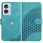 For Motorola Edge 50 Fusion YX0060 Elephant Head Embossed Phone Leather Case with Lanyard(Light Blue) - 1