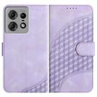 For Motorola Edge 50 Pro YX0060 Elephant Head Embossed Phone Leather Case with Lanyard(Light Purple) - 1