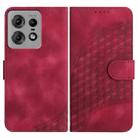 For Motorola Edge 50 Pro YX0060 Elephant Head Embossed Phone Leather Case with Lanyard(Rose Red) - 1