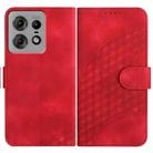 For Motorola Edge 50 Pro YX0060 Elephant Head Embossed Phone Leather Case with Lanyard(Red) - 1