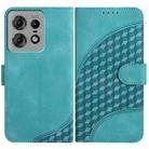 For Motorola Edge 50 Pro YX0060 Elephant Head Embossed Phone Leather Case with Lanyard(Light Blue) - 1