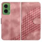 For Motorola Moto G35 YX0060 Elephant Head Embossed Phone Leather Case with Lanyard(Pink) - 1