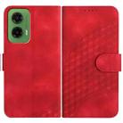 For Motorola Moto G35 YX0060 Elephant Head Embossed Phone Leather Case with Lanyard(Red) - 1