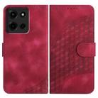 For Motorola Moto G 2025 Elephant Head Embossed Phone Leather Case with Lanyard(Rose Red) - 1